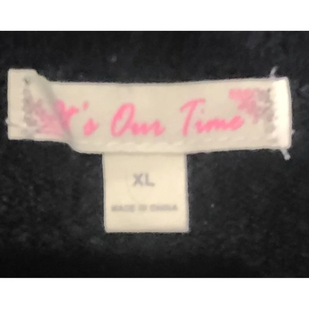 It's‎ Our Time Womens Black Cowl Neck Drawstring Knit Sweater XL Relaxed Fit